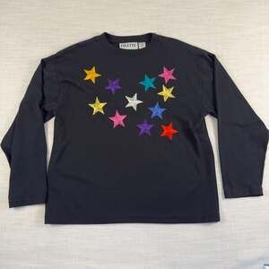 Folette Vintage Embroidered Multi-Color Star Long Sleeve Shirt Size Large